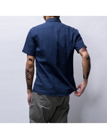 Men Casual Solid Color Short Sleeve Linen Shirts