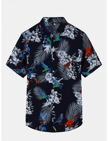 Loose Big Size Hawaiian Printing Short Sleeve Summer Shirt for Men