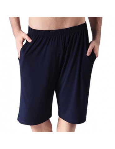 Mens Bamboo Fiber Solid Color Beach Casual Sports Shorts Modal Pajamas