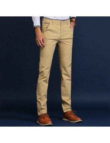 Mens Brief Style Breathable Elastic Slim Fit Casual Business Straight Pants