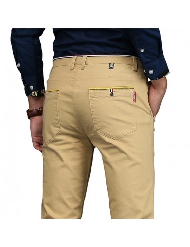 Mens Brief Style Breathable Elastic Slim Fit Casual Business Straight Pants