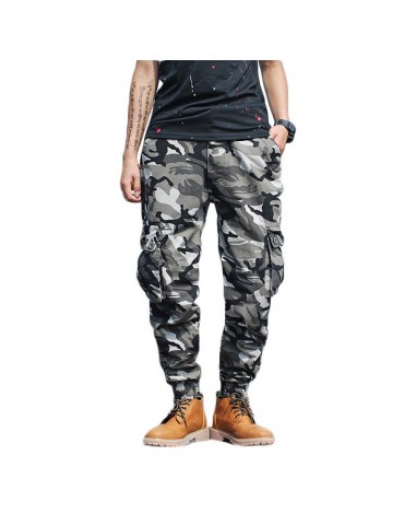 Mens Camouflage Multi-pocket Slim Fit Casual Cotton Cargo Pants