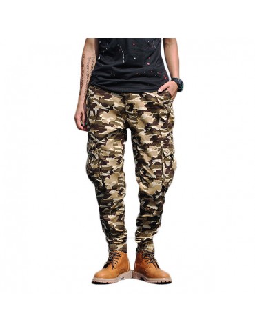 Mens Camouflage Multi-pocket Slim Fit Casual Cotton Cargo Pants