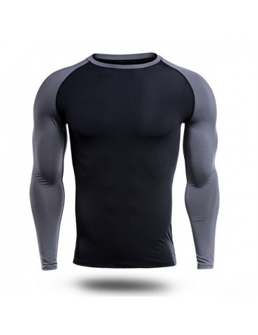 Mens Casual Contrast Color Printing Fitness Tight T-shirt Breathable Comfortable Sport T-shirt