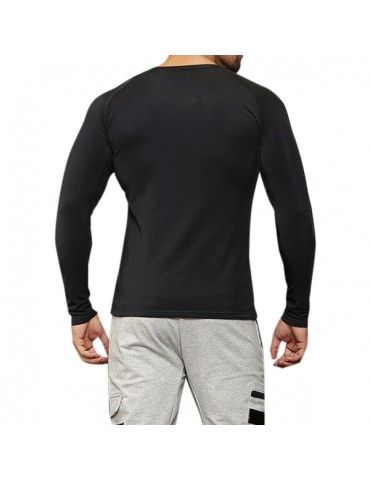 Mens Bodybuilding Quick-drying Fitness Sports Long-sleeved Skinny T-shirt