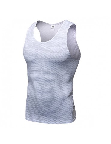 Mens PRO Quick Dry Elasticity 3D Printed Skinny Fit Sleeveless Fitness Workout Tank Tops