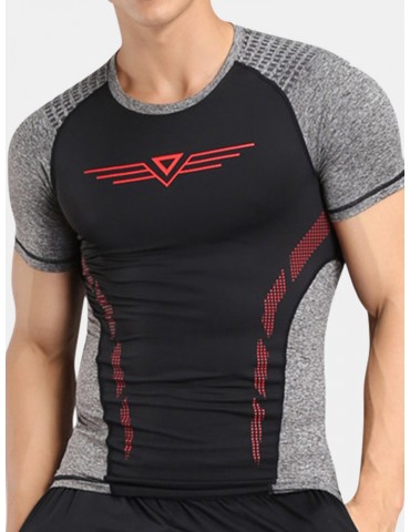 Mens Quick-drying Breathable Skinny Fit Tops Fitness Training Jogging Sport T-shirt
