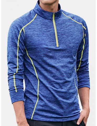 Men's Elastic Fitness T-Shirt Outdoor Running Fast Drying Tops Tight Shirt Long Sleeve T-Shirt