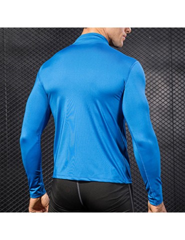 Men Thick Velvet Long Sleeve Running Collar Half Zip Quick Dry Sport Solid Color T-shirt Tops