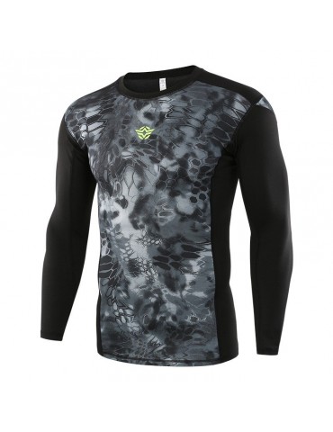 Mens Elastic Sport Training Running Breathable Quick-drying Camo Printed  Casual Skinny Tops