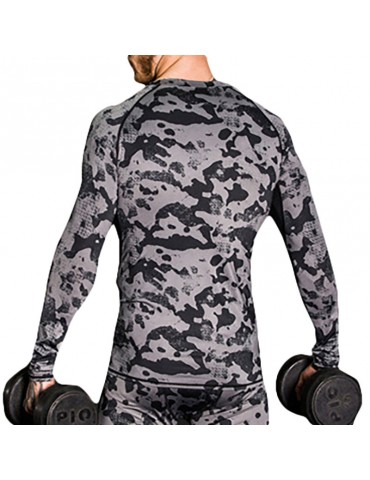 Mens Running Patchwork Long Sleeve Skinny Tops Elastic Quick-drying Jogging Sport T Shirts