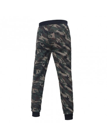 Mens Fitness Camo Printed Drawstring Elastic Waist Slim Fit Running Casual Sport Pants