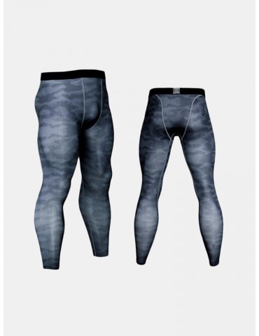 Mens PRO Quick-drying High-elastic Camouflage Skinny Legging Jogging Training Sport Pants