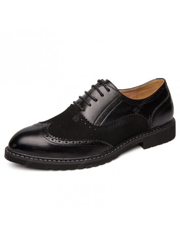 AILADUN Men's Brock Style Carved Colorblock Leather Shoes