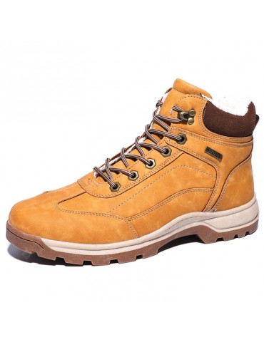 AILADUN Male Plus Velvet Slip Resistant Casual Boots Outdoor Sports Shoes Striped Laces