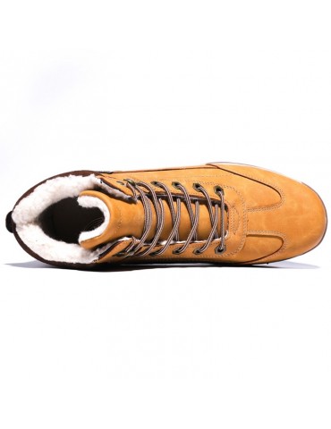 AILADUN Male Plus Velvet Slip Resistant Casual Boots Outdoor Sports Shoes Striped Laces