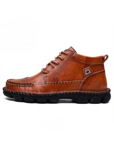AILADUN Men's Shoes Outdoor Casual Martin Boots Leather