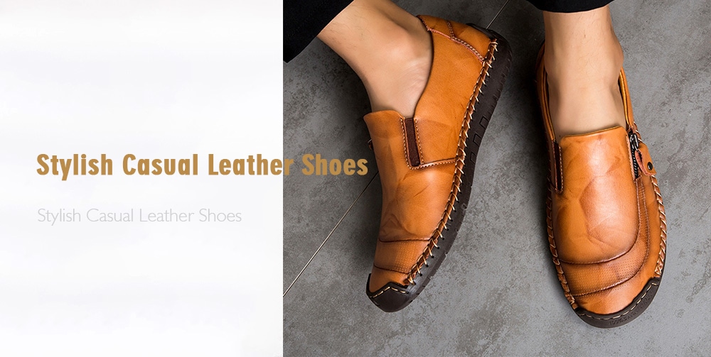 Stylish Flexible Casual Leather Shoes for Men- Red Wine EU 45 Stylish Flexible Casual Leather Shoes for Men- Red Wine EU 45