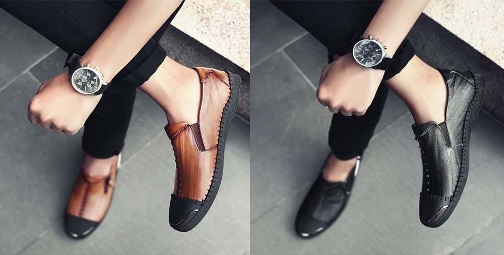 Leisure Anti-slip Soft Leather Loafer Shoes for Men- Black 40 Leisure Anti-slip Soft Leather Loafer Shoes for Men- Black 40