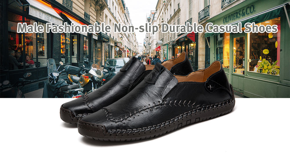 Male Fashionable Non-slip Durable Casual Shoes- Light Brown EU 42 Male Fashionable Non-slip Durable Casual Shoes- Light Brown EU 42