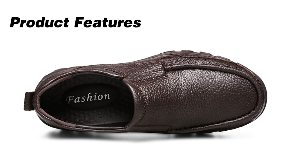 Trendy Soft Slip-on Shock-absorbing Leather Casual Shoes for Men- Brown 48 Trendy Soft Slip-on Shock-absorbing Leather Casual Shoes for Men- Brown 48