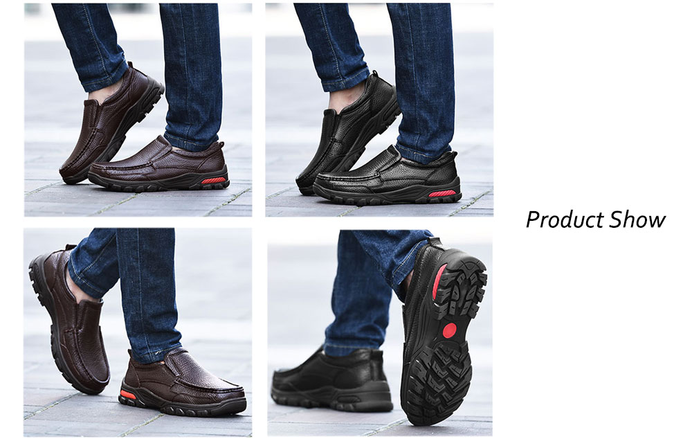 Trendy Soft Slip-on Shock-absorbing Leather Casual Shoes for Men- Brown 48 Trendy Soft Slip-on Shock-absorbing Leather Casual Shoes for Men- Brown 48