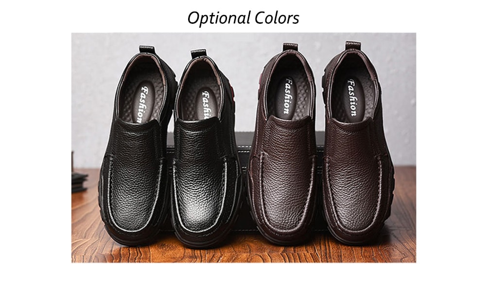 Trendy Soft Slip-on Shock-absorbing Leather Casual Shoes for Men- Brown 48 Trendy Soft Slip-on Shock-absorbing Leather Casual Shoes for Men- Brown 48