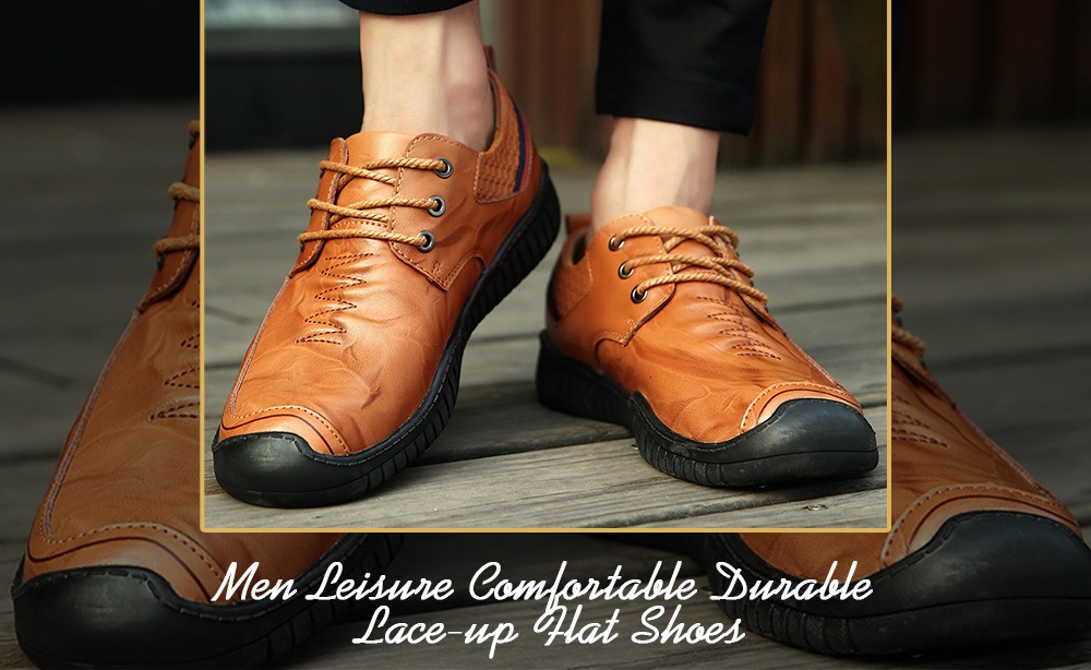 Men Comfortable Flat Shoes Leisure Lace-up- Black EU 43 Men Comfortable Flat Shoes Leisure Lace-up- Black EU 43