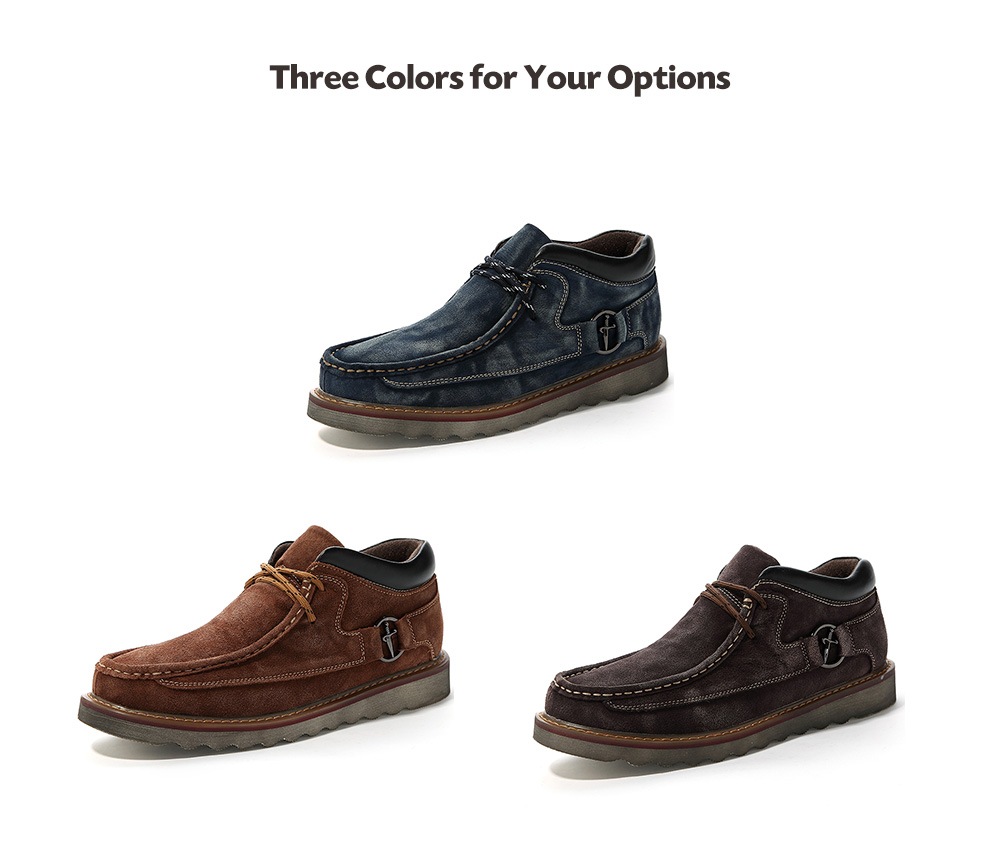 Men Round Head British Casual Velvet Shoes- Blue 38 Men Round Head British Casual Velvet Shoes- Blue 38