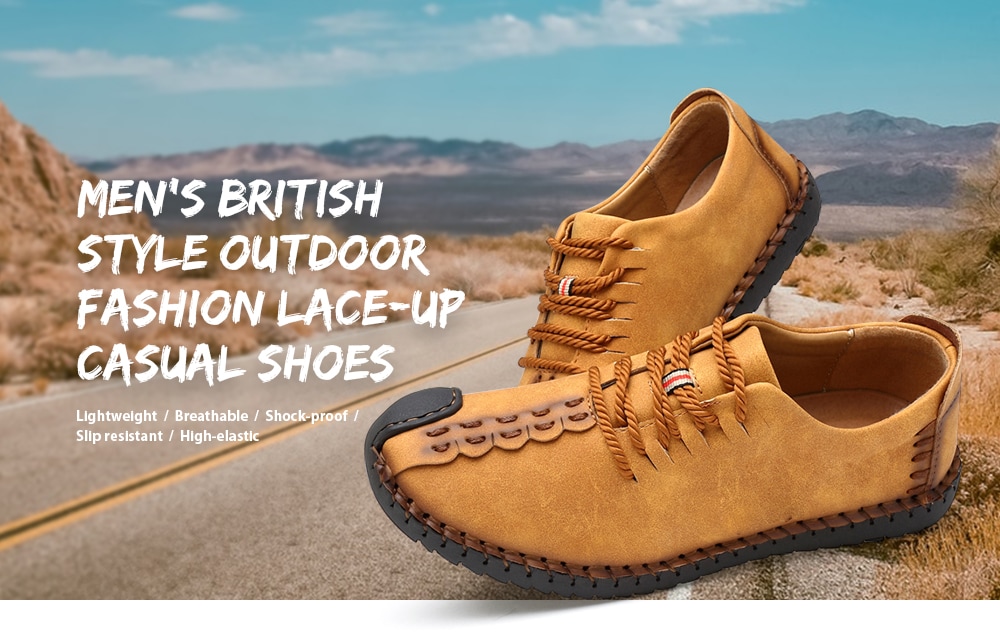 Men's British Style Outdoor Fashion Lace-up Casual Shoes- Dark Khaki EU 44 Men's British Style Outdoor Fashion Lace-up Casual Shoes- Dark Khaki EU 44