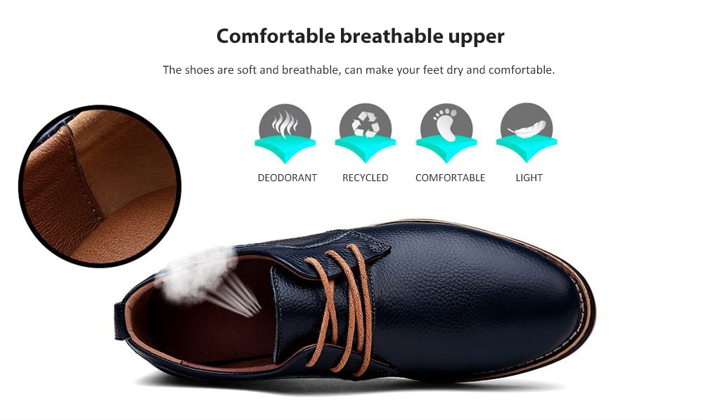 Lace Up First layer Cowhide Large Size Breathable Men Shoes- Denim Dark Blue EU 43 Lace Up First layer Cowhide Large Size Breathable Men Shoes- Denim Dark Blue EU 43