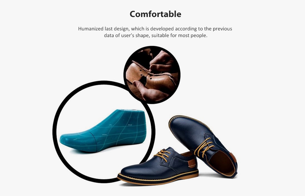 Lace Up First layer Cowhide Large Size Breathable Men Shoes- Denim Dark Blue EU 43 Lace Up First layer Cowhide Large Size Breathable Men Shoes- Denim Dark Blue EU 43