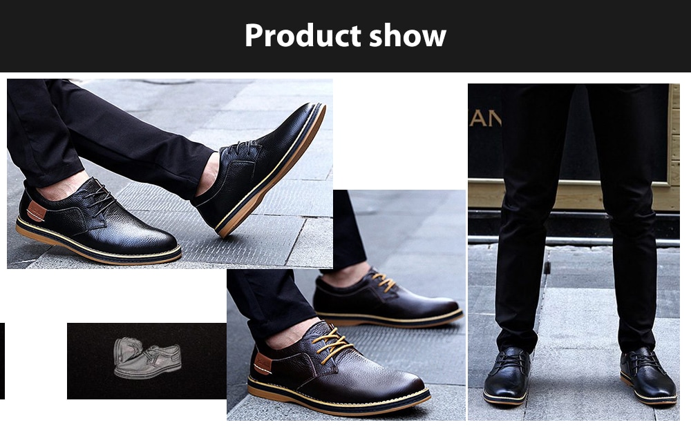 Lace Up First layer Cowhide Large Size Breathable Men Shoes- Denim Dark Blue EU 43 Lace Up First layer Cowhide Large Size Breathable Men Shoes- Denim Dark Blue EU 43