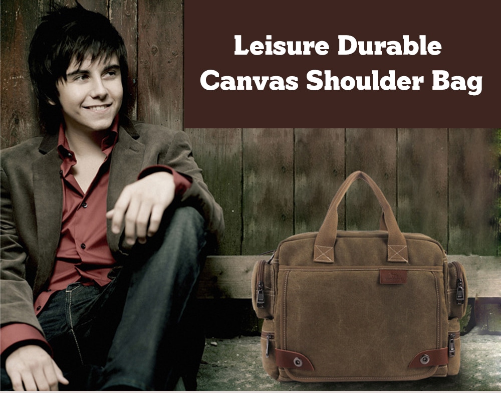 Stylish Leisure Canvas Shoulder Bag- Oak Brown Stylish Leisure Canvas Shoulder Bag- Oak Brown
