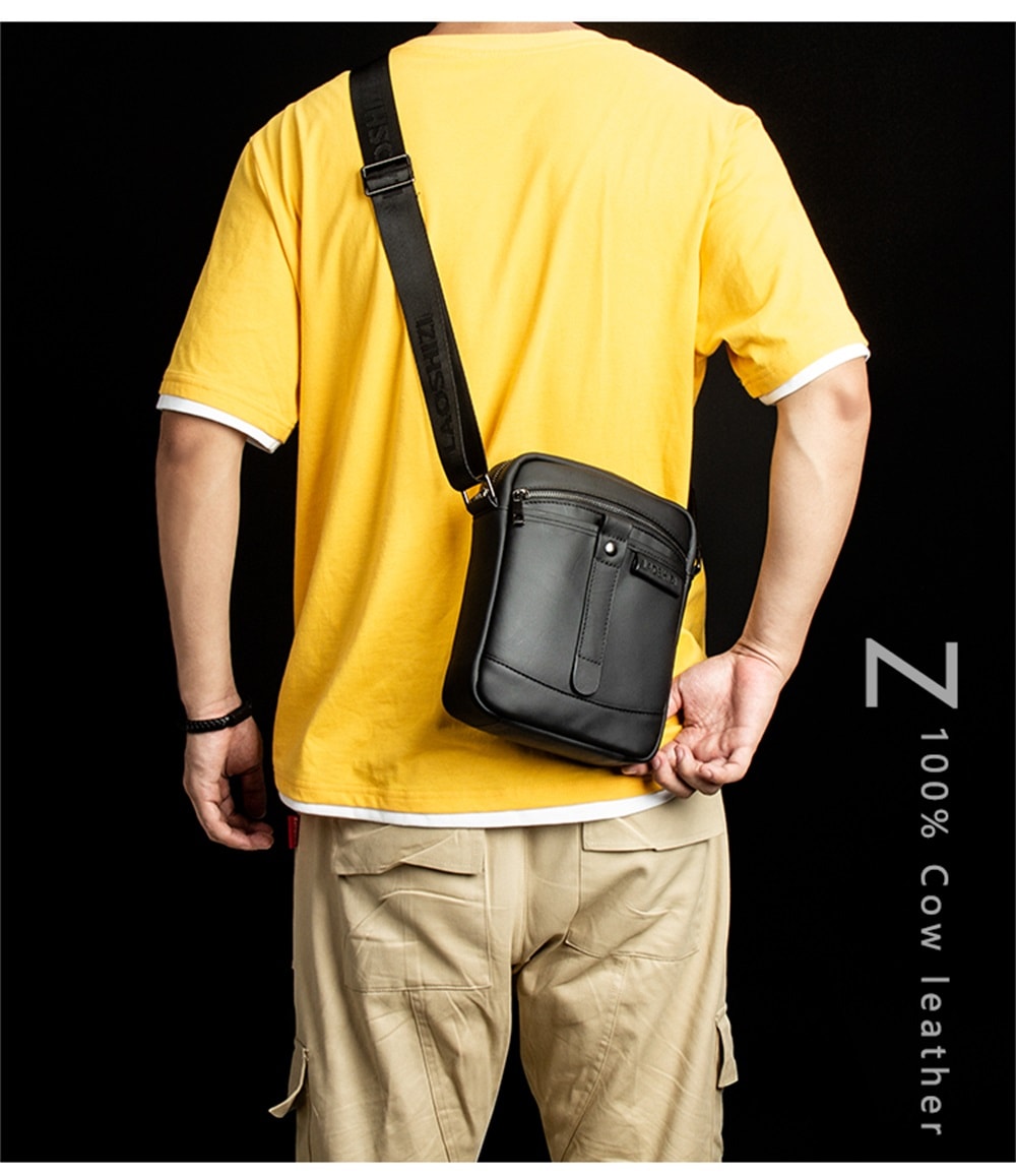 LAOSHIZILUOSEN Top Layer Leather Crossbody IPad Bag Men'S Fashion Trend Bag- Coffee LAOSHIZILUOSEN Top Layer Leather Crossbody IPad Bag Men'S Fashion Trend Bag- Coffee