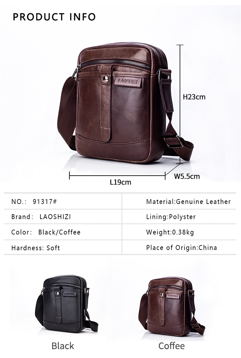 LAOSHIZILUOSEN Top Layer Leather Crossbody IPad Bag Men'S Fashion Trend Bag- Coffee LAOSHIZILUOSEN Top Layer Leather Crossbody IPad Bag Men'S Fashion Trend Bag- Coffee