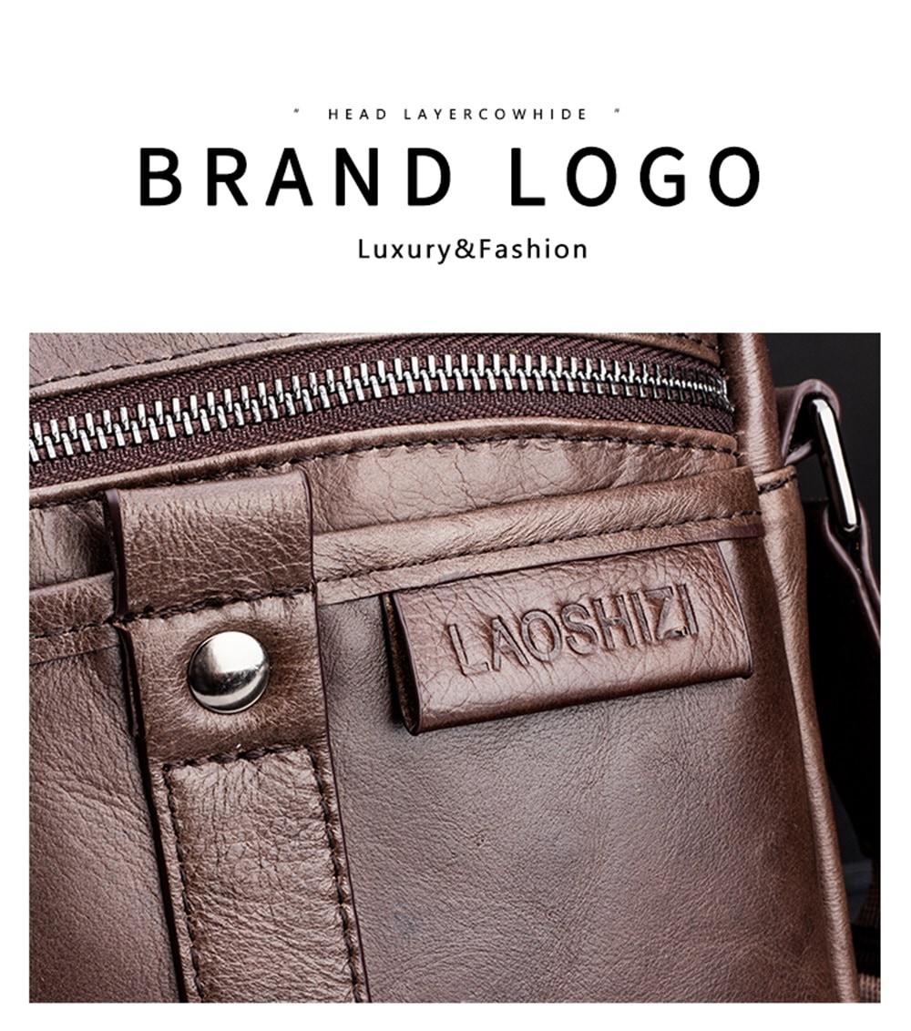 LAOSHIZILUOSEN Top Layer Leather Crossbody IPad Bag Men'S Fashion Trend Bag- Coffee LAOSHIZILUOSEN Top Layer Leather Crossbody IPad Bag Men'S Fashion Trend Bag- Coffee