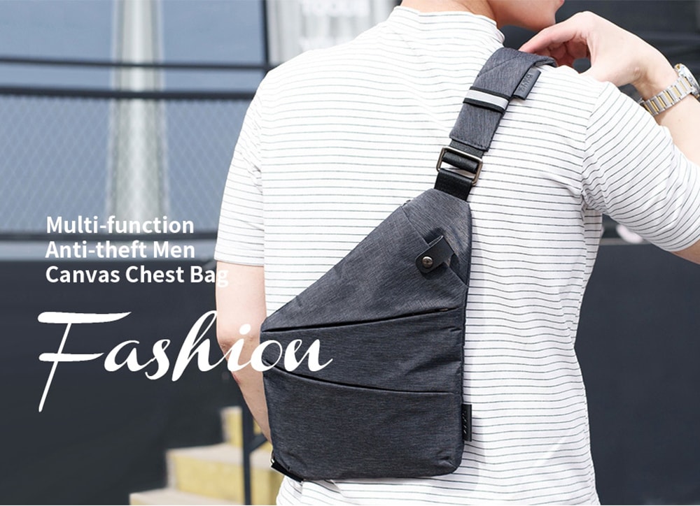 Multi-function Anti-theft Men's Canvas Chest Bag- Gray Multi-function Anti-theft Men's Canvas Chest Bag- Gray
