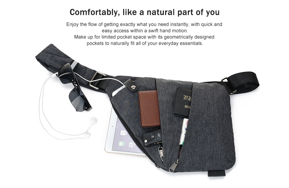 Multi-function Anti-theft Men's Canvas Chest Bag- Gray Multi-function Anti-theft Men's Canvas Chest Bag- Gray