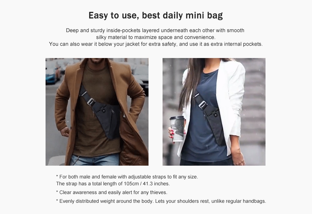 Multi-function Anti-theft Men's Canvas Chest Bag- Gray Multi-function Anti-theft Men's Canvas Chest Bag- Gray