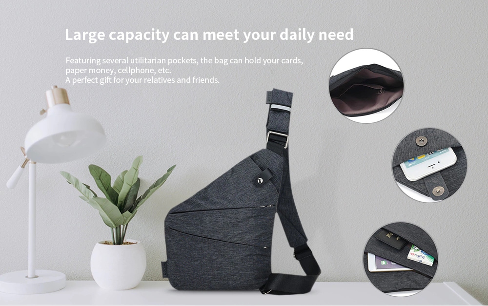 Multi-function Anti-theft Men's Canvas Chest Bag- Gray Multi-function Anti-theft Men's Canvas Chest Bag- Gray
