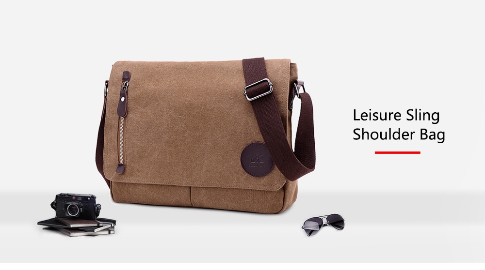 Men Leisure Canvas Shoulder Bag- Black Men Leisure Canvas Shoulder Bag- Black