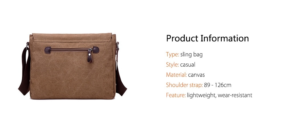 Men Leisure Canvas Shoulder Bag- Black Men Leisure Canvas Shoulder Bag- Black