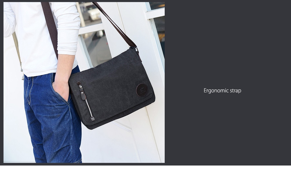 Men Leisure Canvas Shoulder Bag- Black Men Leisure Canvas Shoulder Bag- Black