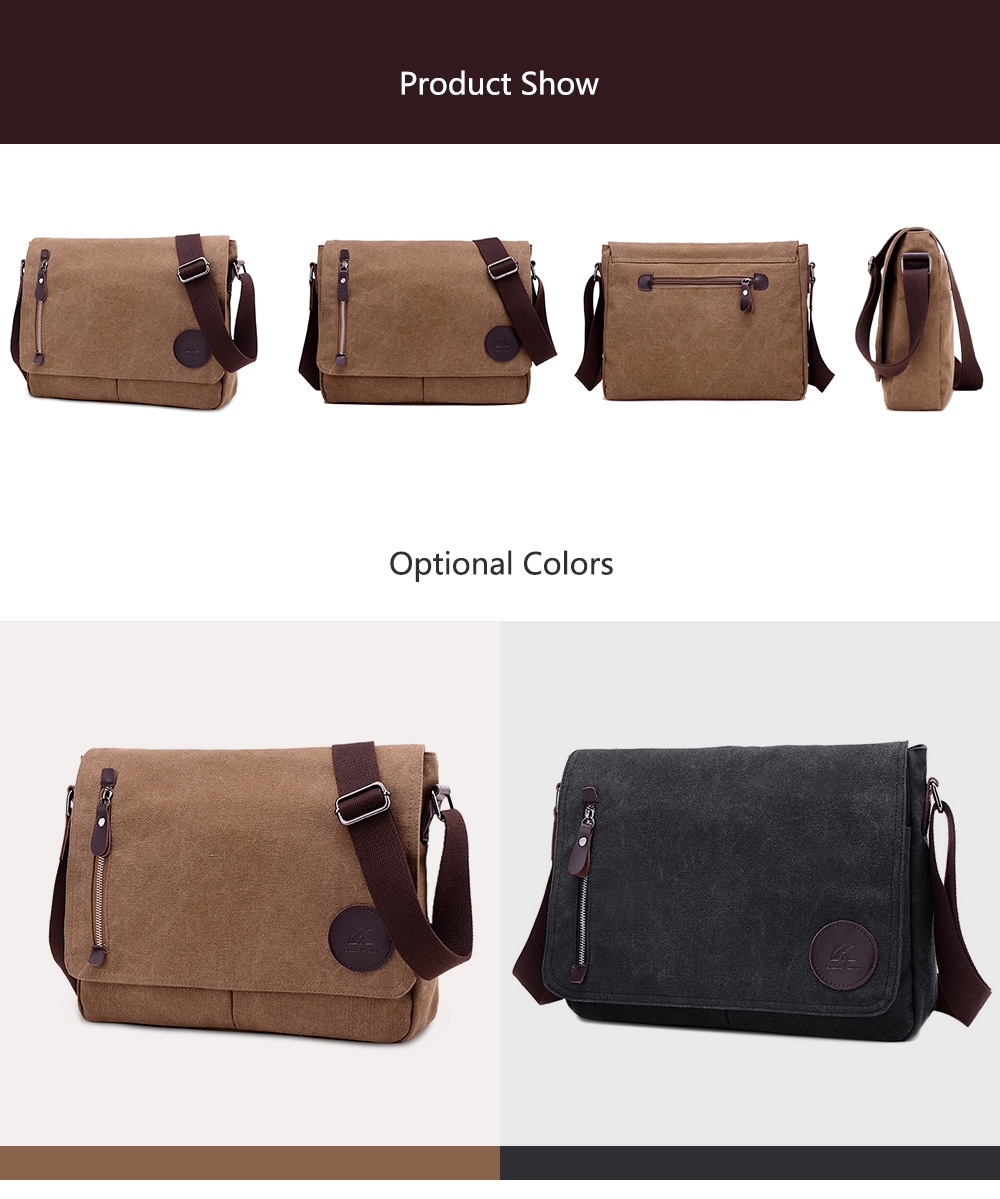 Men Leisure Canvas Shoulder Bag- Black Men Leisure Canvas Shoulder Bag- Black