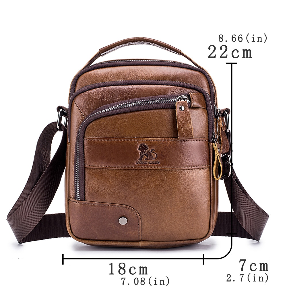 LAOSHIZI Layer of Real Leather Men's Small Bag Fashion One Shoulder Men's- Black LAOSHIZI Layer of Real Leather Men's Small Bag Fashion One Shoulder Men's- Black