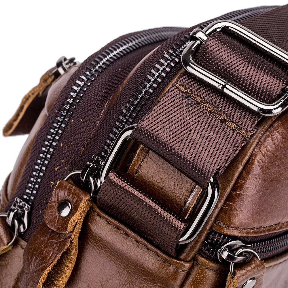 LAOSHIZI Layer of Real Leather Men's Small Bag Fashion One Shoulder Men's- Black LAOSHIZI Layer of Real Leather Men's Small Bag Fashion One Shoulder Men's- Black