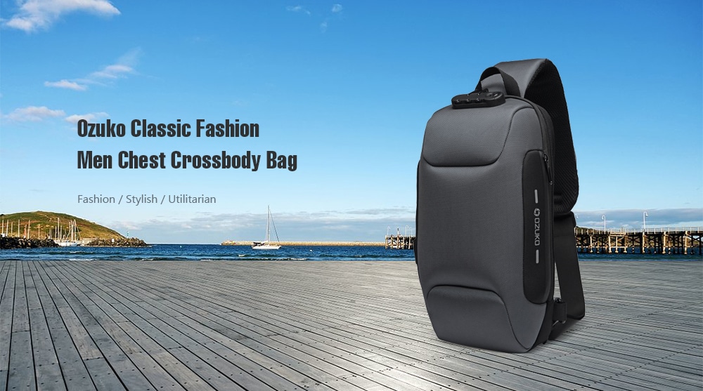 Ozuko Men's Shoulder Bag Anti-theft Chest Bag Casual Waterproof Oxford Cloth- Dark Gray Ozuko Men's Shoulder Bag Anti-theft Chest Bag Casual Waterproof Oxford Cloth- Dark Gray