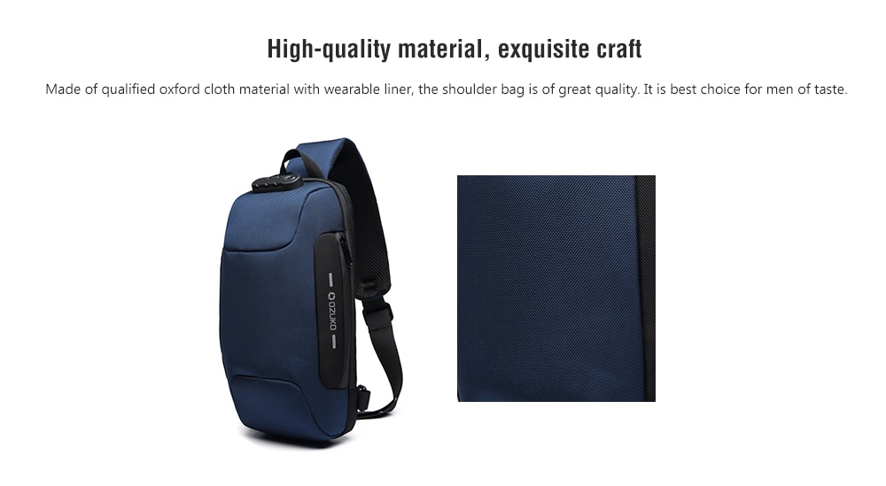Ozuko Men's Shoulder Bag Anti-theft Chest Bag Casual Waterproof Oxford Cloth- Dark Gray Ozuko Men's Shoulder Bag Anti-theft Chest Bag Casual Waterproof Oxford Cloth- Dark Gray