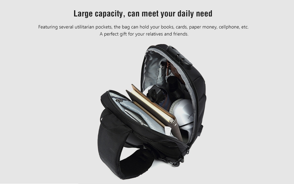 Ozuko Men's Shoulder Bag Anti-theft Chest Bag Casual Waterproof Oxford Cloth- Dark Gray Ozuko Men's Shoulder Bag Anti-theft Chest Bag Casual Waterproof Oxford Cloth- Dark Gray